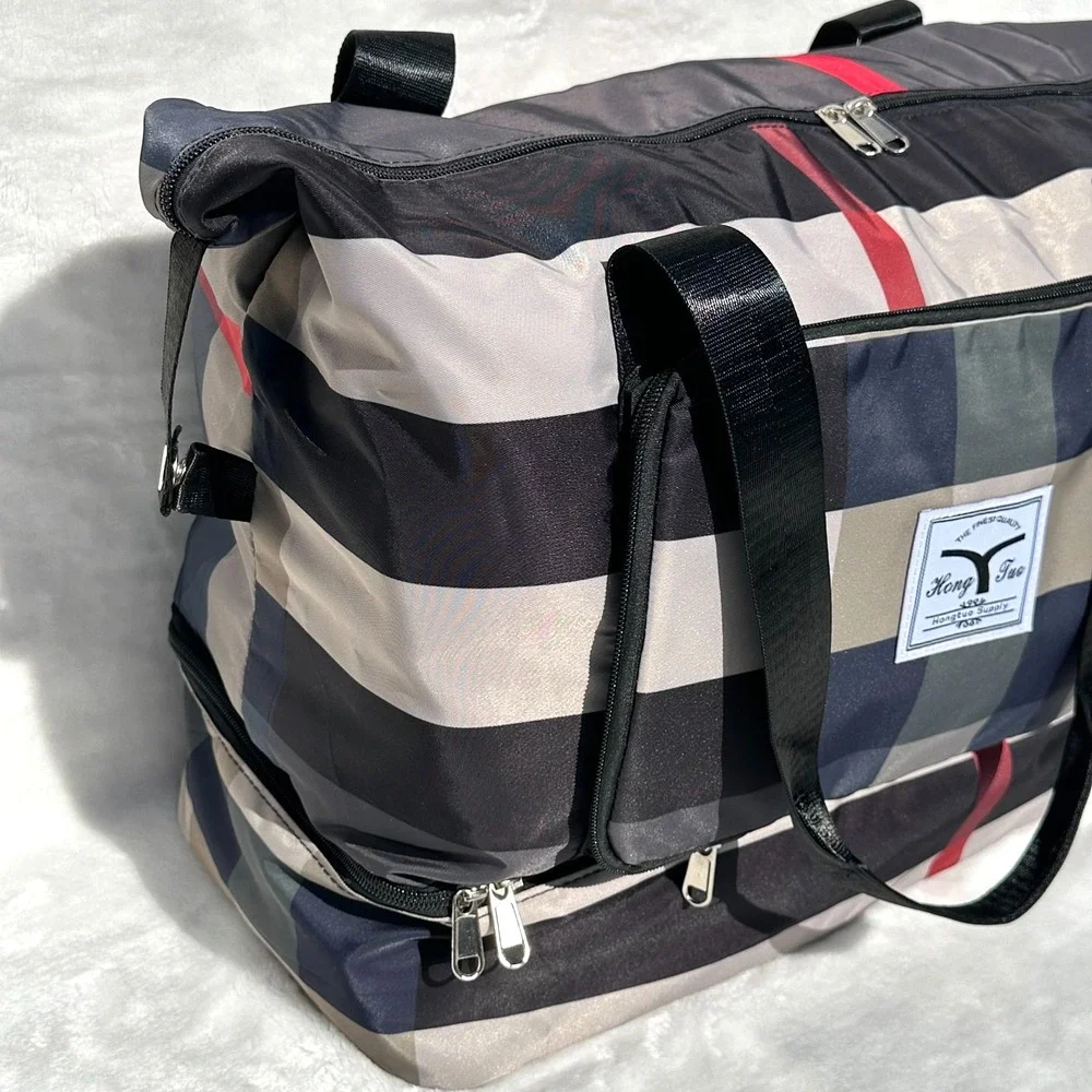 Large Travel Tote Duffel Bag Foldable Waterproof Gym Bag Shoe Section Carry On